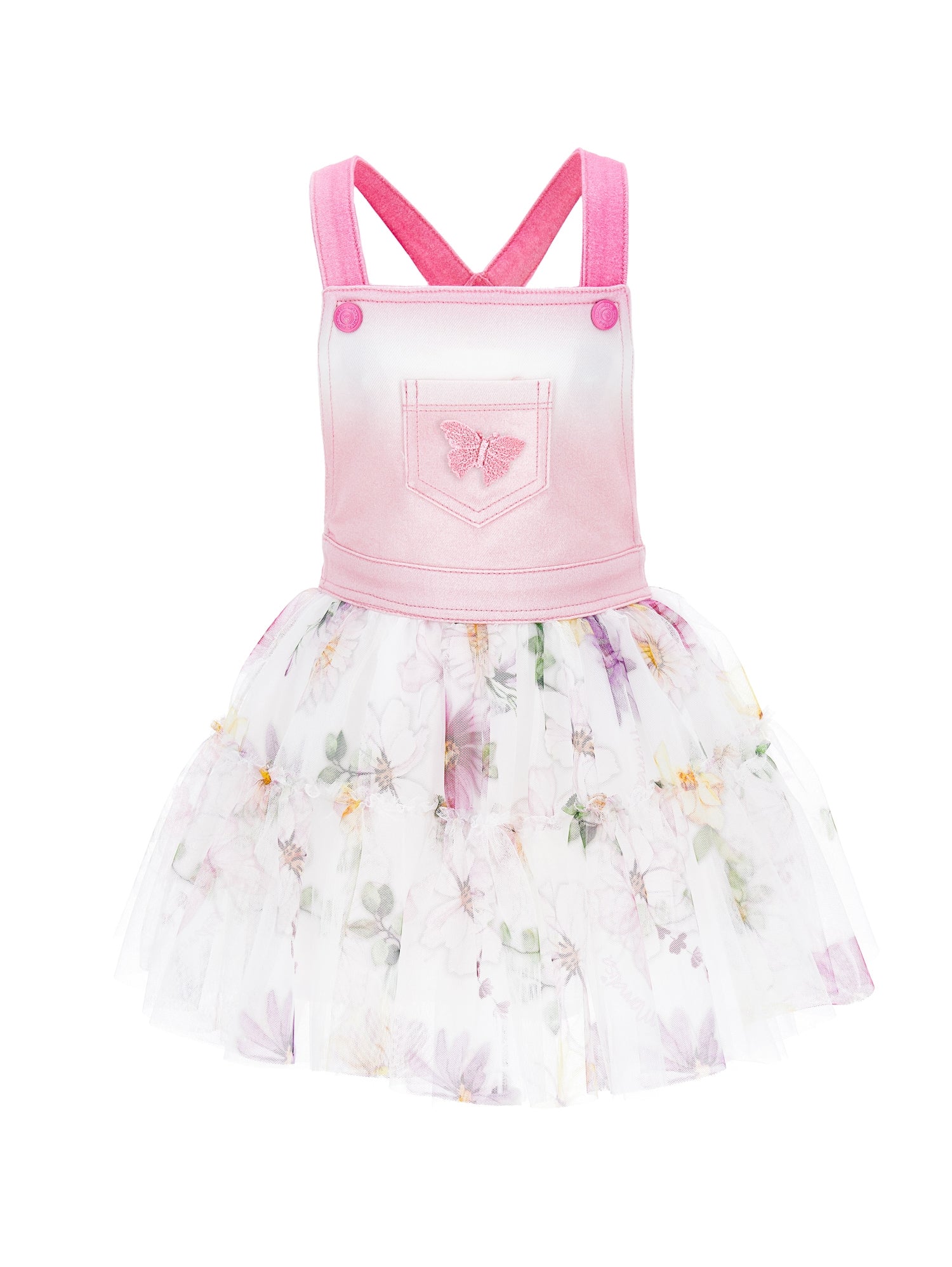 Girls | Dungaree Tulle Skirt | White/Multicolor