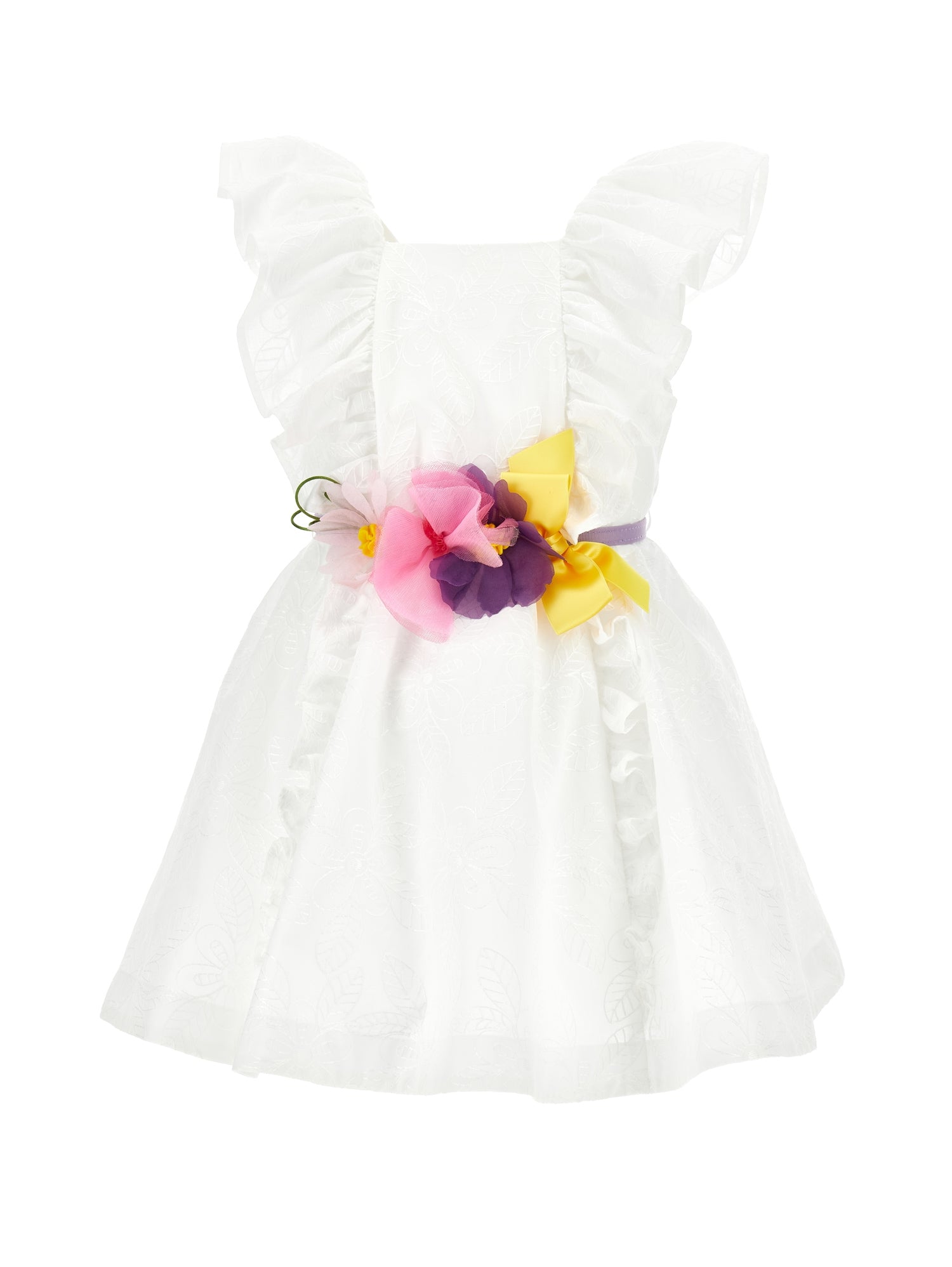 Girls | Embroidered Circle Dress | White