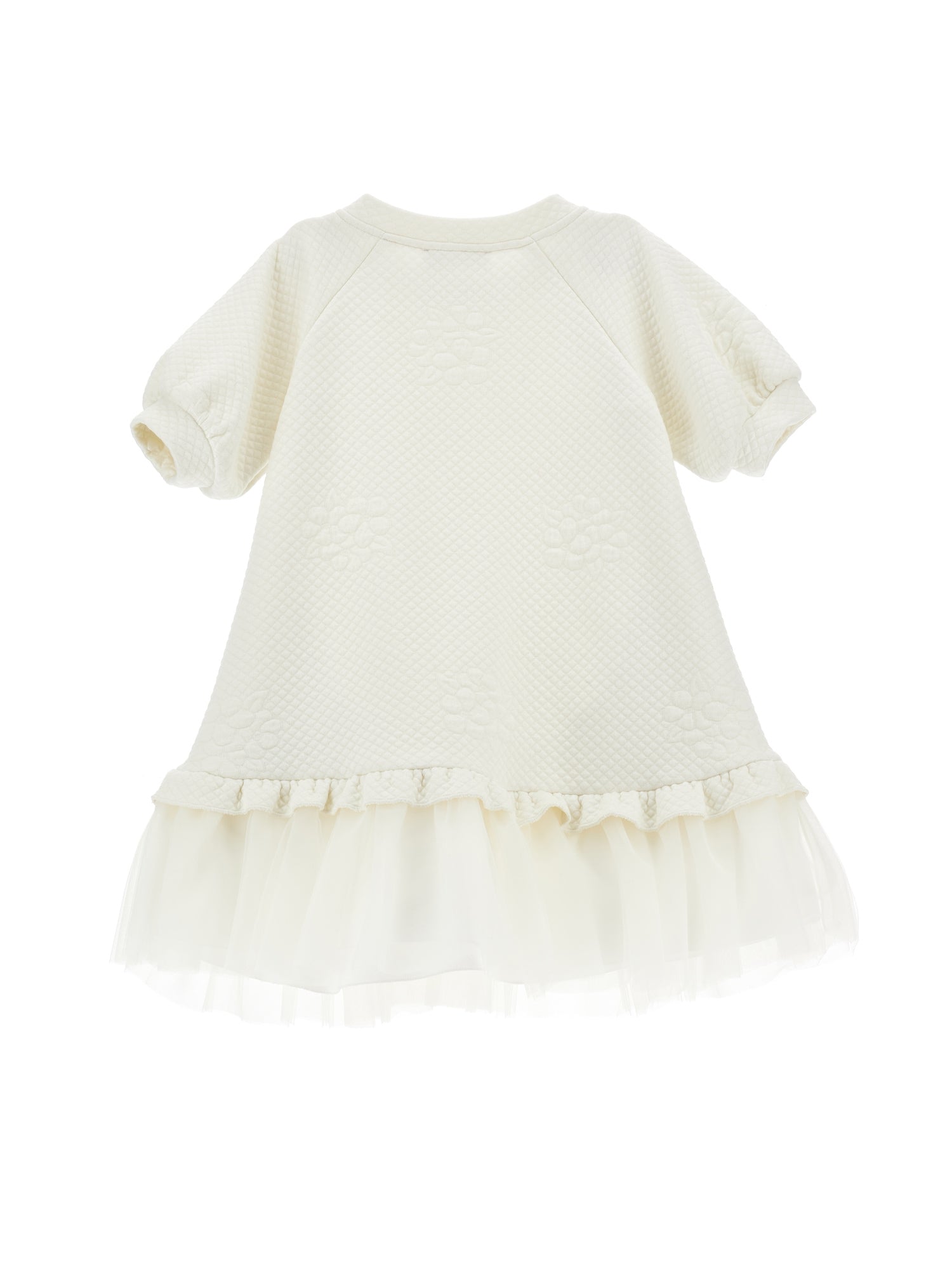 Girls | Quilted Dress With Tulle Flounce | Cream