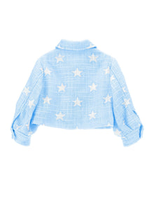 Girls | Star Boucle Short Jacket | Sky Blue