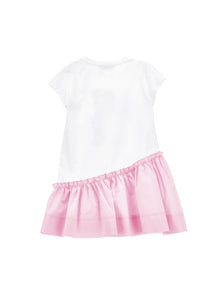 Girls | Minnie Cotton Dress | White/FairyTale Pink