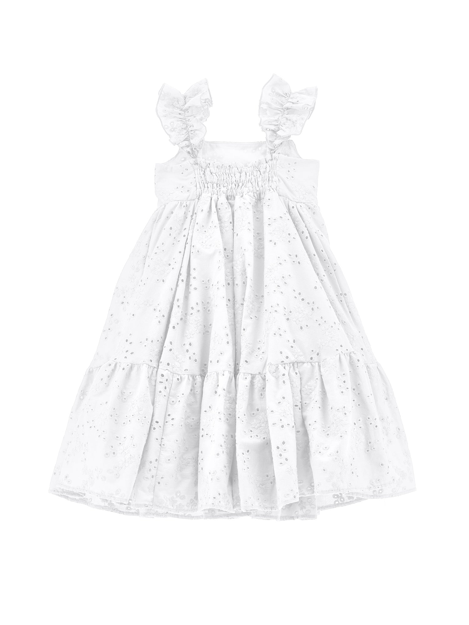 Girls | Broderie Anglaise Lace Sundress | White