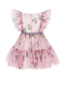Girls | Rose Print Tulle Dress | FairyTale Pink