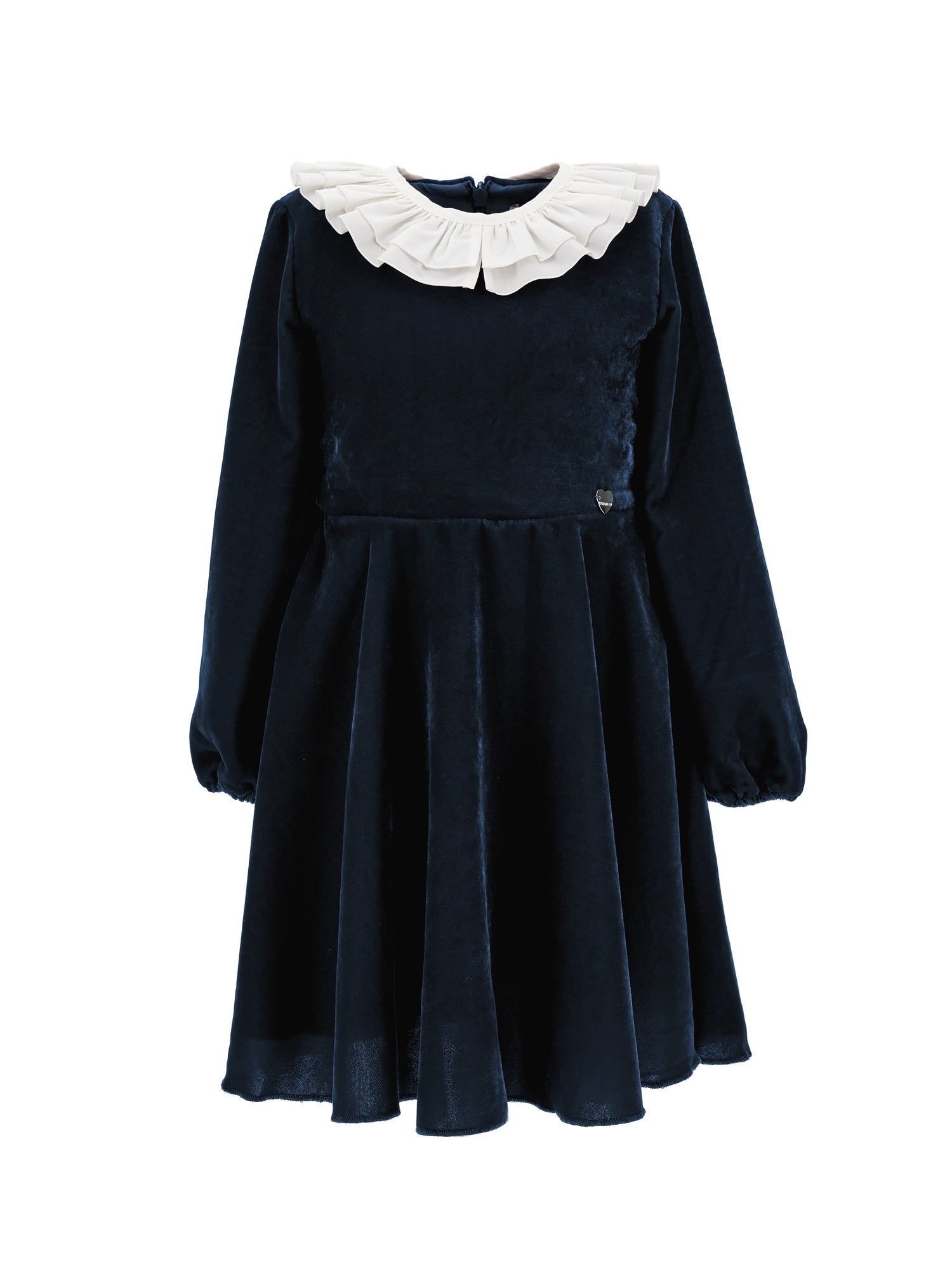 Girls | Smooth Velvet Godet Dress | Navy Blue