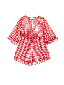 Girls | Vichy Muslin Jumpsuit | Red/White