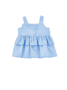 Girls | Double Gala Poplin Top | Sky Blue