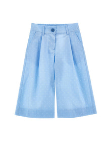 Girls | Cropped Poplin Trousers | Sky Blue