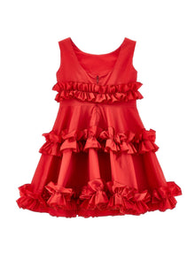 Girls | Poplin Dress With Ruffles | Red
