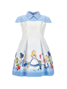 Girls | Alice Bustier Satin Dress | White/Sky Blue