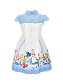Girls | Alice Bustier Satin Dress | White/Sky Blue