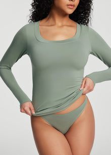 Scoop Neck Long Sleeve Top | Sage Green
