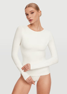 Crew Neck Long Sleeve Top | White