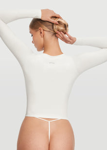 V-Neck Long Sleeve Top | White