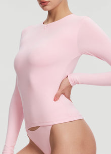 Quarter Zip Long Sleeve Top | Ballet Pink