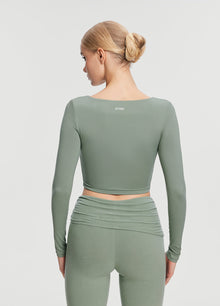 Cropped Round Neck Top | Sage Green