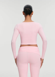 Cropped Round Neck Top | Ballet Pink