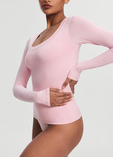 Scoop Neck Long Sleeve Top | Ballet Pink