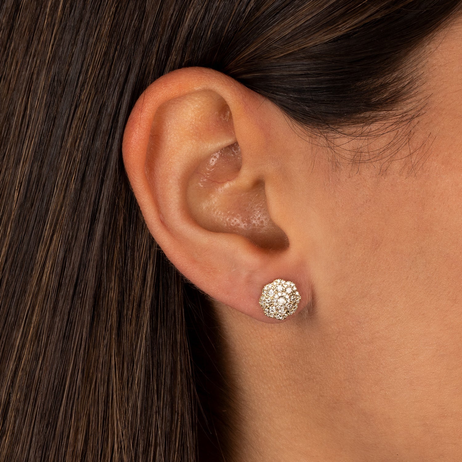 Diamond Fancy Flower Stud Earring 14K - Adina's Jewels