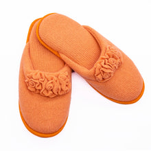 Cashmere Slippers With Flowers Accent | Peach