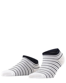 Womens | Stripe Shimmer Sneaker Socks | White