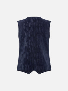 Pleated Textured Vest | Navy