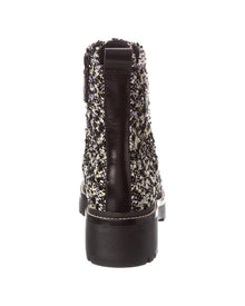 Tory Burch | Womens | Miller Lug Sole Tweed & Leather Bootie | Black