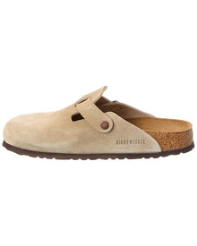 Birkenstock | Womens | Boston Soft Footbed Suede Sandal | Beige