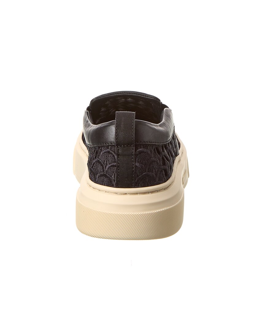 Ferragamo | Womens | Cassina La Leather-Trim Slip-On Sneaker | Black