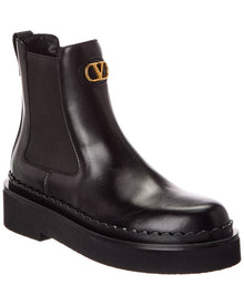 Valentino | Womens | VLogo Signature Leather Platform Boot | Black