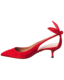 Aquazzura | Womens | Bow Tie 65 Suede Slingback Pump | Red