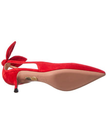 Aquazzura | Womens | Bow Tie 65 Suede Slingback Pump | Red
