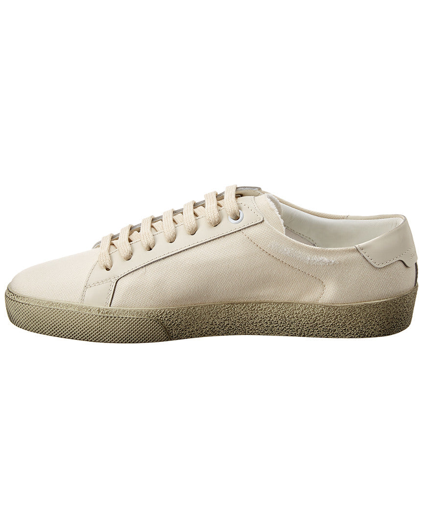 Saint Laurent | Womens | Court Classic SL/06 Canvas & Leather Sneaker | White
