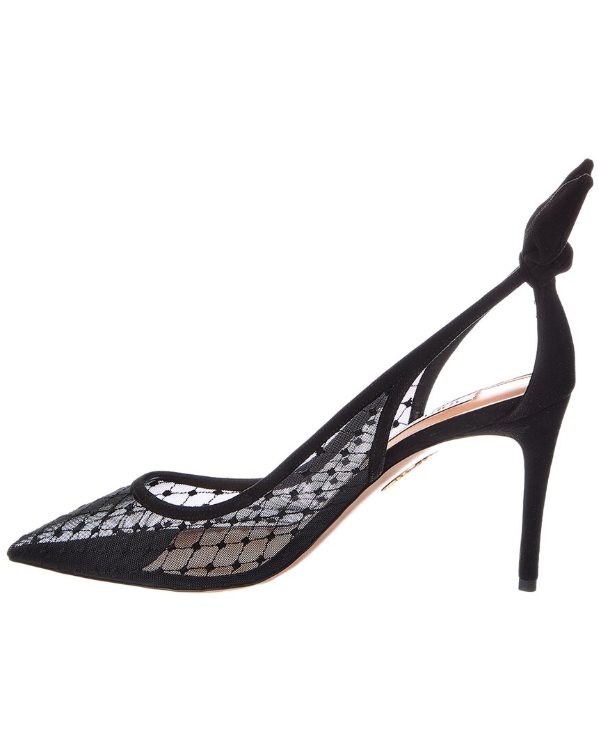 Aquazzura | Womens | Logo 90 Mesh & Suede Pump | Black