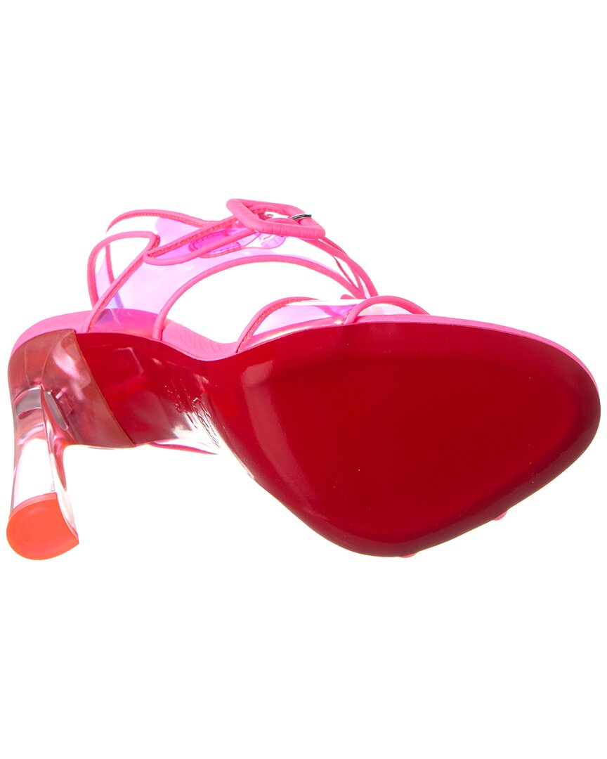Christian Louboutin | Womens | Loubi Duniss 100 Vinyl & Leather Sandal | Pink
