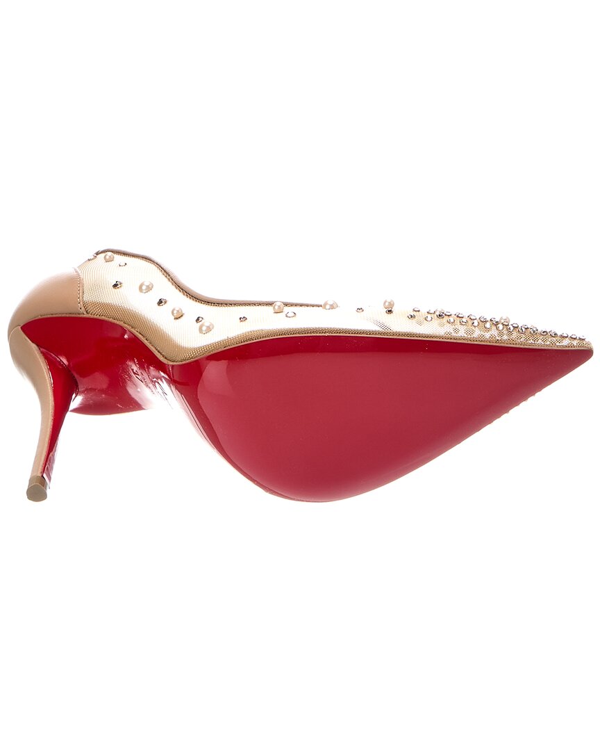 Christian Louboutin | Womens | Miss Z Degrastrass 100 Mesh & Leather Pump | Beige