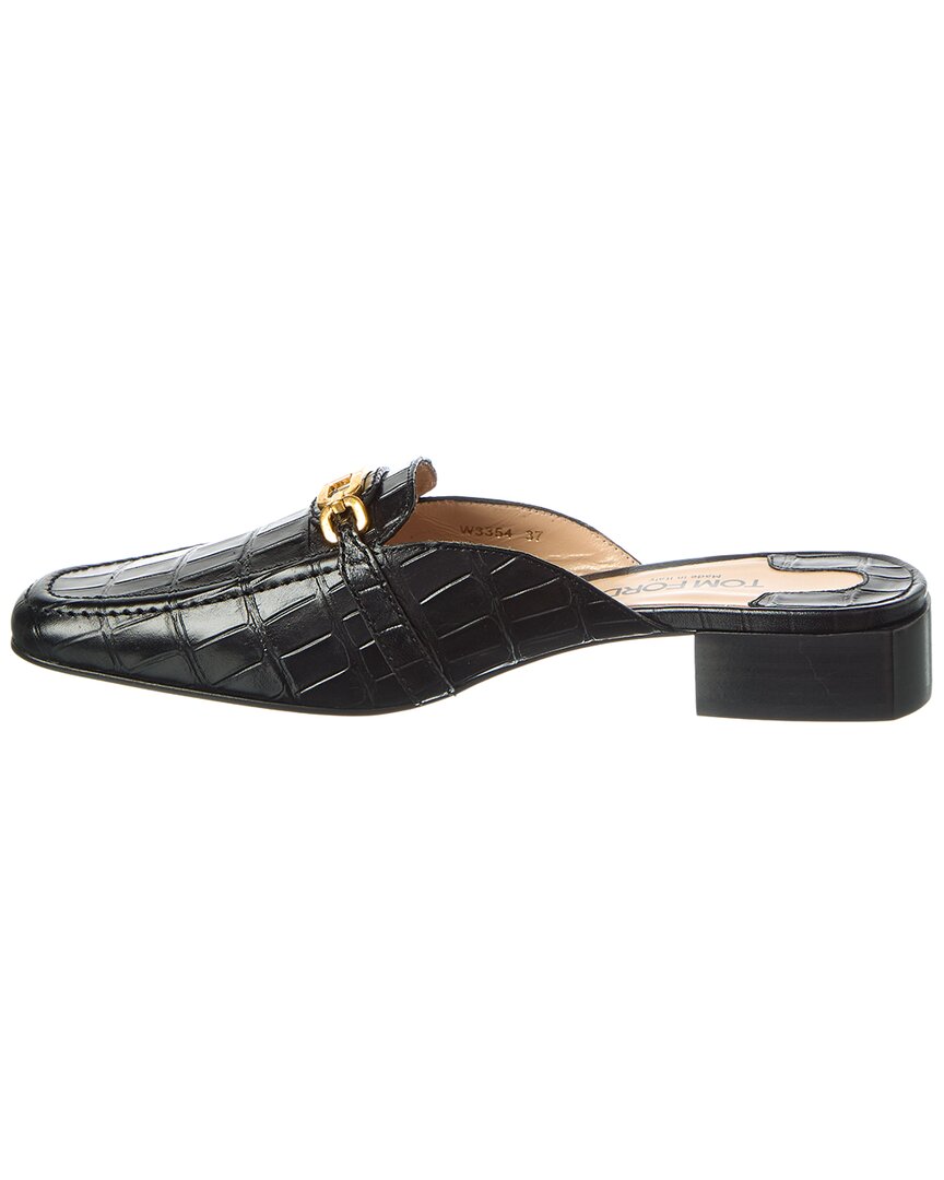 Tom Ford | Womens | Logo Leather Mule | Black