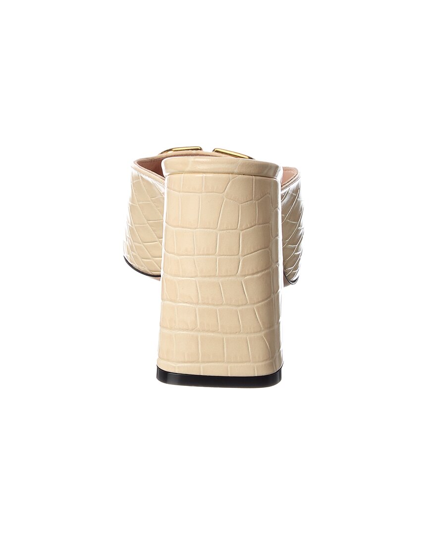 Valentino | Womens | VLogo Signature 95 Croc-Embossed Leather Sandal | White