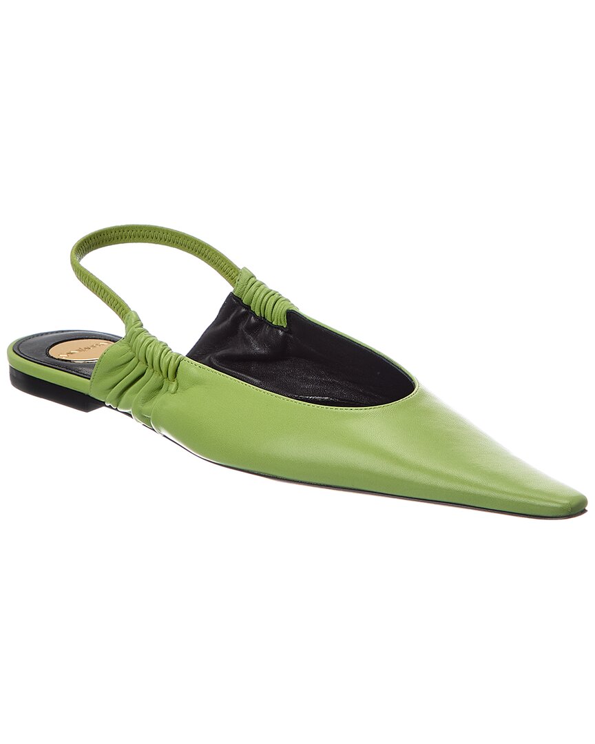 Saint Laurent | Womens | Anne Marie Leather Slingback Ballerina Flat | Green