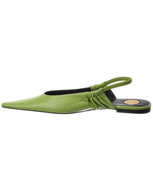 Saint Laurent | Womens | Anne Marie Leather Slingback Ballerina Flat | Green