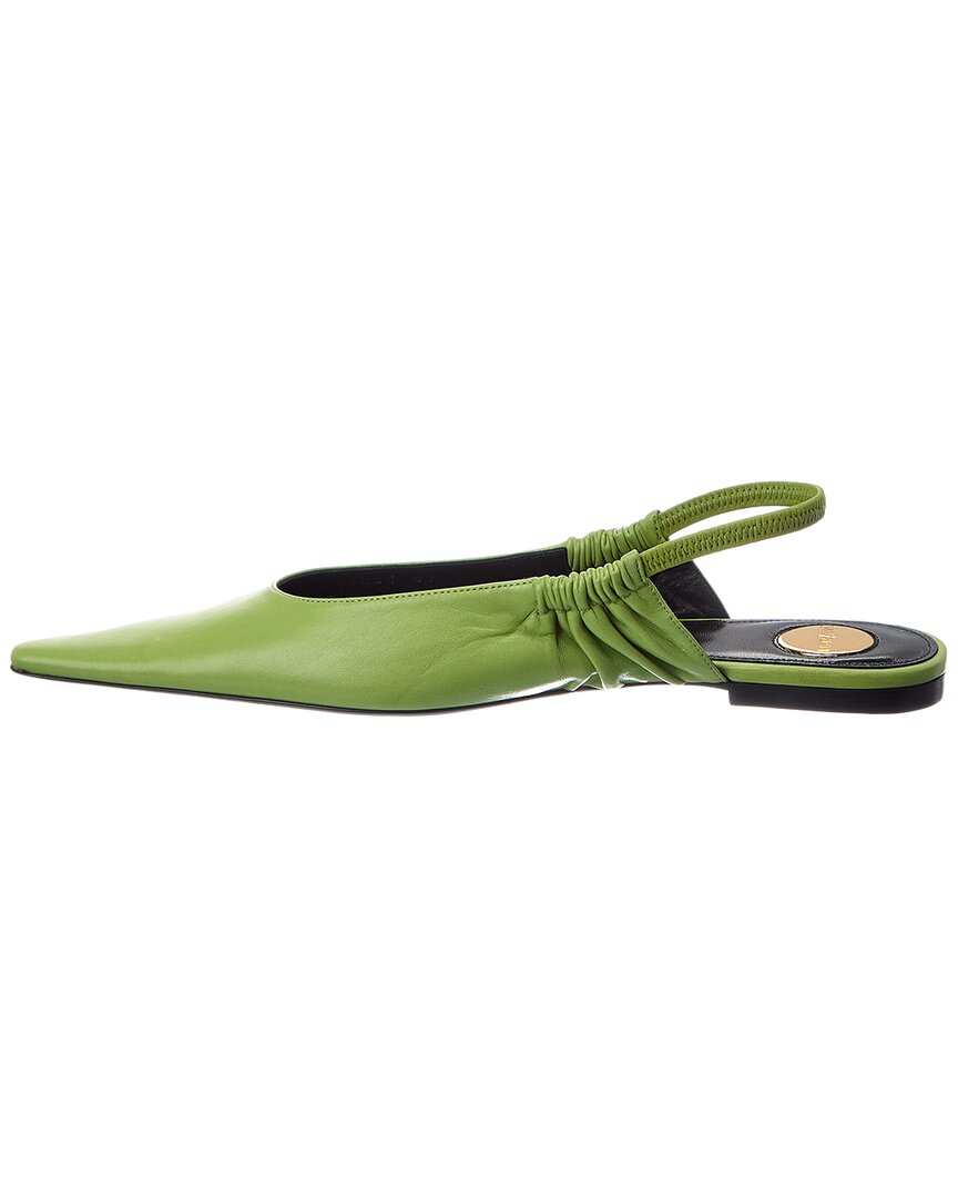 Saint Laurent | Womens | Anne Marie Leather Slingback Ballerina Flat | Green
