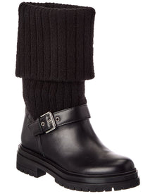 Gianvito Rossi | Womens | Thurso 20 Knit & Leather Boot | Black