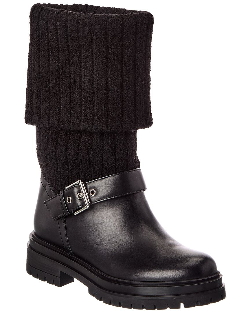 Gianvito Rossi | Womens | Thurso 20 Knit & Leather Boot | Black