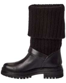 Gianvito Rossi | Womens | Thurso 20 Knit & Leather Boot | Black