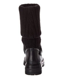 Gianvito Rossi | Womens | Thurso 20 Knit & Leather Boot | Black