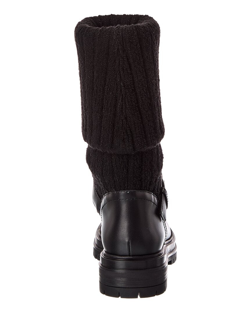 Gianvito Rossi | Womens | Thurso 20 Knit & Leather Boot | Black