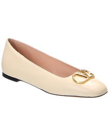 Valentino | Womens | VLogo Signature Leather Ballerina Flat | creme