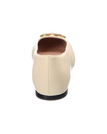 Valentino | Womens | VLogo Signature Leather Ballerina Flat | creme