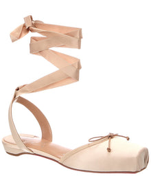 Christian Louboutin | Womens | Cassia Lace Up Satin Ballerina Flat | Pink