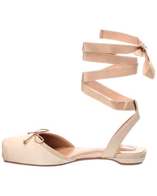Christian Louboutin | Womens | Cassia Lace Up Satin Ballerina Flat | Pink