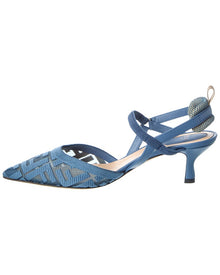 FENDI | Womens | FF Colibri Lite Medium Mesh & Leather Slingback Mule | Blue